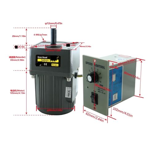 Moteur 110v monophasé 5IK40B8-C 40W avec variateur de vitesse 12mm - 4