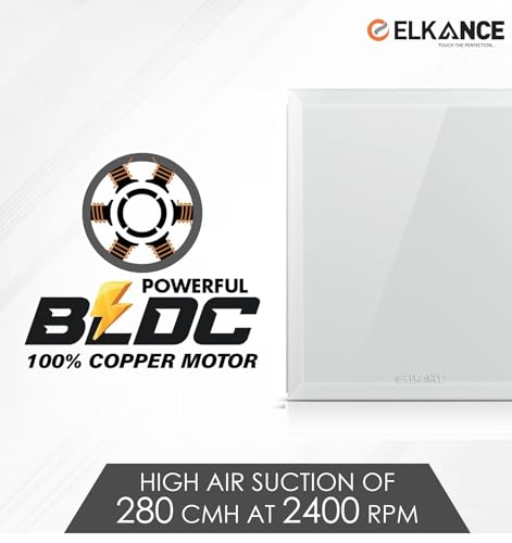 Image of Dazzle 150mm (6 Inches) Axial Exhaust Fan | BLDC Motor | 7W, 2400 RPM | Premium Lacquered Glass Panel - Stylish Ventilation for Office, Kitchen & Bathroom | (White)
