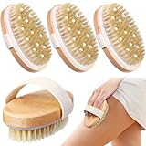 Reallnaive 4 Pc Dry Brushing Body Brush Set with Massage Nodule for Lymphatic Drainage & Dead Skin Removal