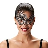 EMORBALS Black Masquerade Mask for Women, Venetian Masquerade Mask for Ball, Wedding, Mardi Gras&Costume Party, Stretch Cord Design(Style-4)