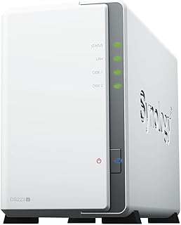 Synology DS223j 2-Bay Diskstation NAS (Realtek RTD1619B 4-Core 1.7 GHz 1GB DDR4 Ram 1xRJ-45 1GbE LAN-Port) 12TB Bundle with 2X 6TB WD Red Plus