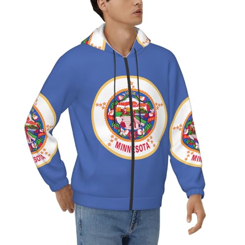 Sweat à capuche Minnesota State Flag pour homme pour l'automne et l'hiver