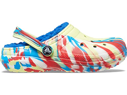 Crocs Kids Classic Lined Clogs for Toddlers - Synthetic Upper & Lining - Synthetic Outsole & Insole Sulphur/Multi Marbled Tie-Dye 4 Toddler M by Crocs - Image 5