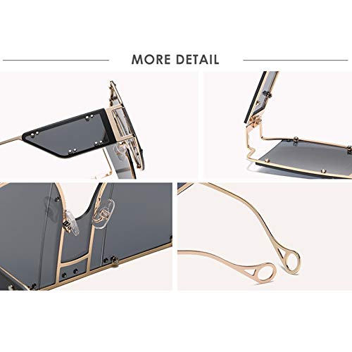 Image of COTIA /Fashion Square Sunglasses Women New Oversized Mirror Men Shades Glasses Luxury Brand Metal Rivet Fashion Female Eyewear