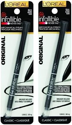 L’Oréal Paris Infallible Never Fail Eyeliner, Black, 2 Count