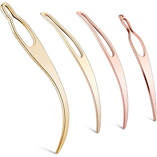 WILLBOND 4 Pieces Retighten Tool Dreadlock Tool for Hair Dreadlock Crochet Needle Loc Crochet Needle for Hair Extensions Styling Loc Maintenance(Rose Gold Gold)