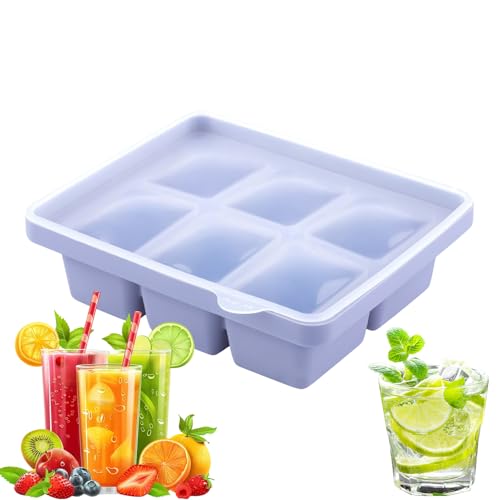Cubitera de silicona con 6 compartimentos, para frigorífico, fácil extracción, mecanismo de presión, ayuda de cocina multifuncional para cócteles, whisky, fiestas y viajes
