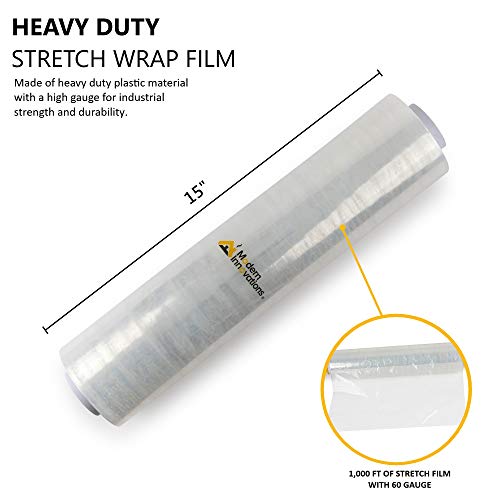 Modern Innovations 15 Inch Clear Stretch Wrap Replacement Roll (1 Refill Roll 1000 Feet) No Handle, Shrink Wrap for Moving, Packing Supplies for Wrapping Furniture, Plastic Pallet Cling - Thumbnail 2