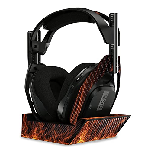 Image of MightySkins Carbon Fiber Skin Compatible with Astro A50 Wireless Headphones + Base Station (Gen 4) - Charcoal Flames | Protective, Durable Textured Carbon Fiber Finish | Easy to Apply