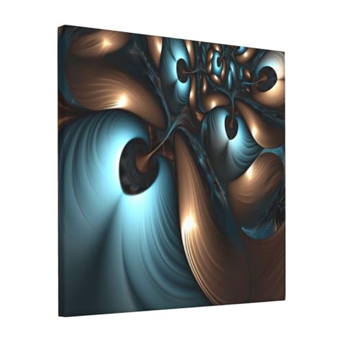 Poster abstrait bleu marron toile déco murale maison bureau 30,5 cm