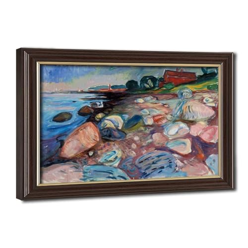 Toile Edvard Munch Shore With Red House décoration murale salon pour vibrer d'émotion