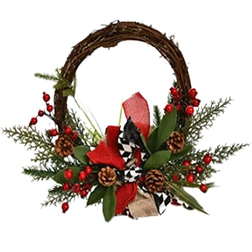 Couronne de Noël en rotin haut de gamme YZCIS, décoration de festival pour porte