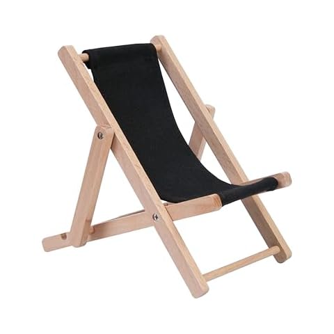 Hanpo Cell Stand Phone Holder, Phone Stand, Cell Mount Wood Chair, Toys Chair & Canvas Beach Deck Chair - Desk Stand for Smart Phone 5.5 Inches (Black) Cover