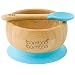 Easy Feed Baby Suction Bowl and Spoon Set, Stay Put Feeding Bowl, Natural Bamboo (Blue)