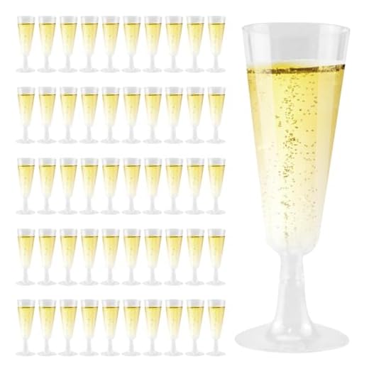 50 Piezas copas de champán de plástico, 160ml Copas de Vino de Plástico, Copas de champán reutilizables para Fiestas Bodas Picnics Cumpleaños Navidad- Transparente