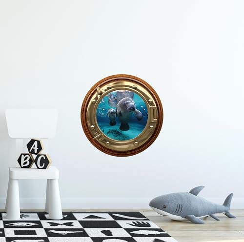 Vinilo decorativo redondo Manatee y Cub 30.48x30.48 cm miniatura 2