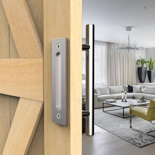 QINAIXQM 30CM Schiebetürgriff, Schiebetürtürgriff, für Scheunentür Holztür, Schranktür, Schwarz unsichtbarer Edelstahl