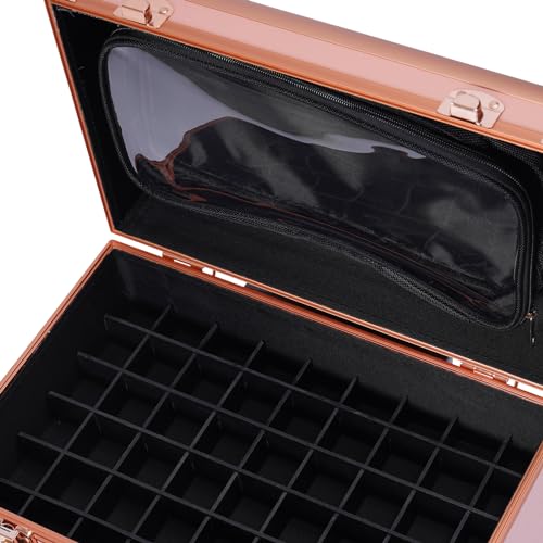 Image of Professional Rolling Makeup Train Case, Cosmetic Trolley with 360Swivel Wheels Keys, Large Storage Traveling Cart Trunk for Nail Technicians Hairstylist Mobile Stylists (Rose Gold)