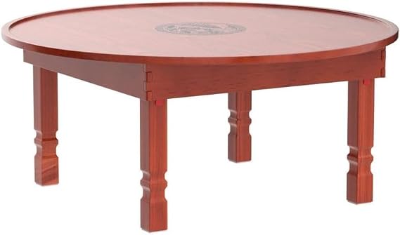 Folding Coffee Table,Solid Wood Low Table For Sitting On The Floor,Japanese Floor Table Foldable Dining Table,Round Meditation Table Kotatsu Table Altar Table(Size:23.6in diameter)