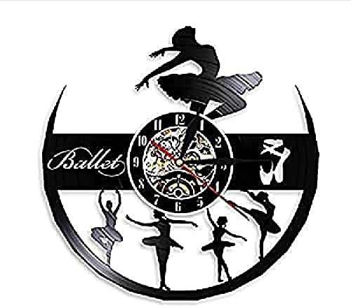 Wanduhr Vinyl Wanduhr Retro Ballerina Geschenk Mädchen tanzende Figur 3D Wanduhr Schallplatte Wanduhr Ballerina Raumdekoration Ballett Aufführung Geschenk Uhr Geschenk Cover