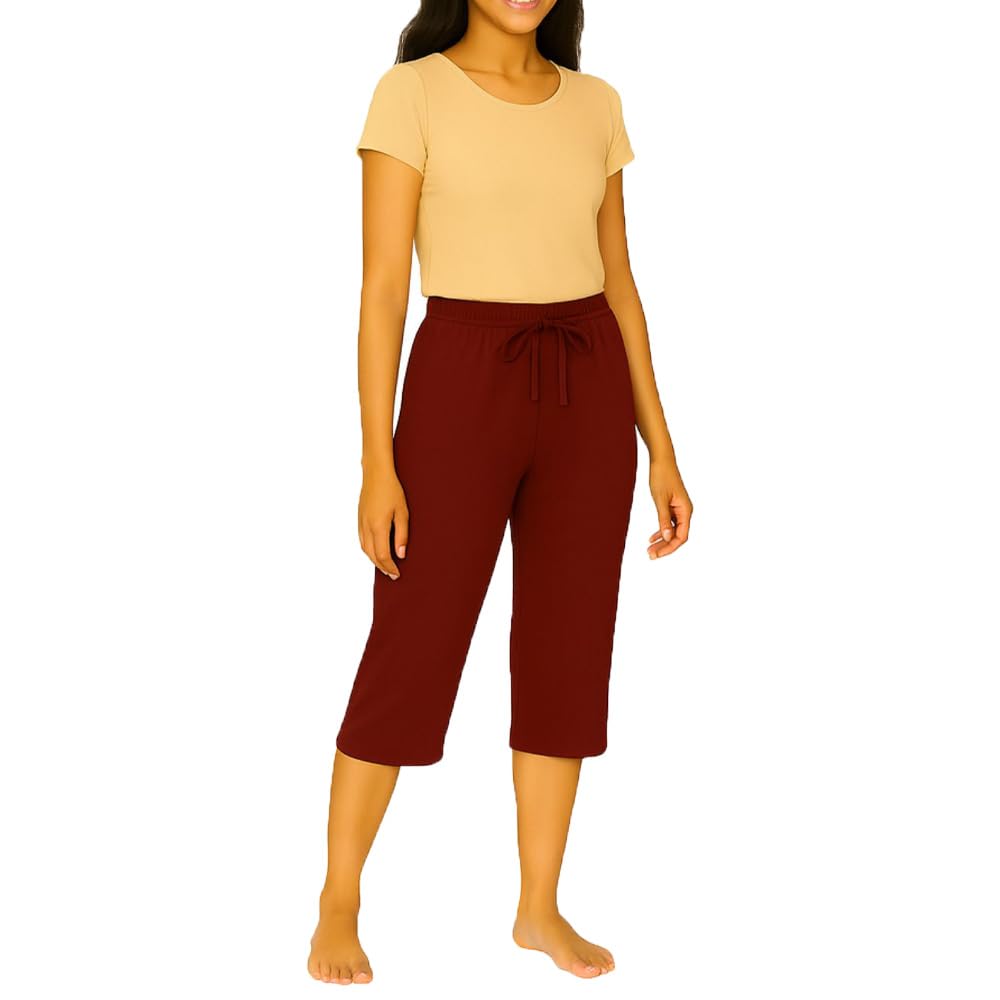Women's 3/4th Capri, Cotton Capri With Loosefit For Girls-picture-47