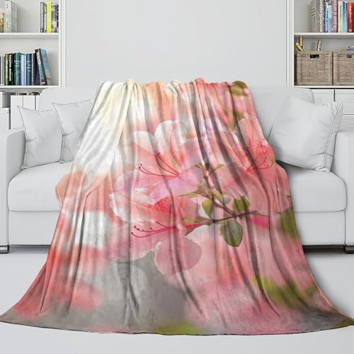 Couverture lit microfibre 127x152 cm avec impression fleurs style plaid