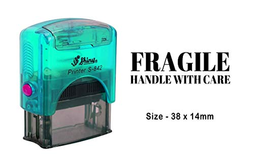 PrintValue Fragile Handle with Care Self Inking Rubber Stamp Shiny Office Stationary Custom Stamp-Black Ink