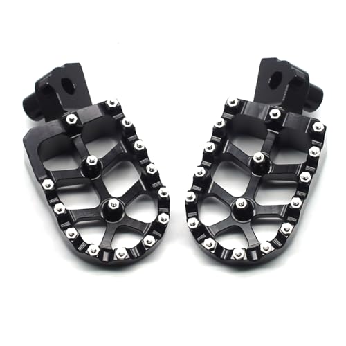 Image of MZS Motorcycle Rider Foot Pegs for Tenere 700 XTZ700 2019-2025 | Black CNC Aluminum Alloy Footrest, Skeleton Grid Wide Footpeg, Non-Slip Stainless Steel Foot Pins, Rust & Corrosion Resistant