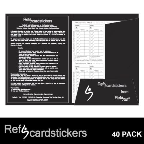 RefStuff RefScardstickers - Football Soccer Referee Write-On Referee Card Match Day Record Stickers (Pack of 40)