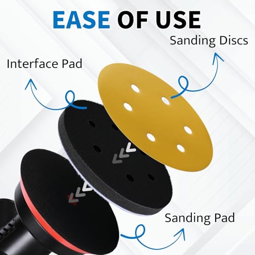 Image of 6 Inch 6 Holes Foam Sanding Pads 2Pcs Interface Pad | 150mm Hook and Loop, Sponge Cushion Buffer Backing Pad, Protection Polisher for Orbital Sander