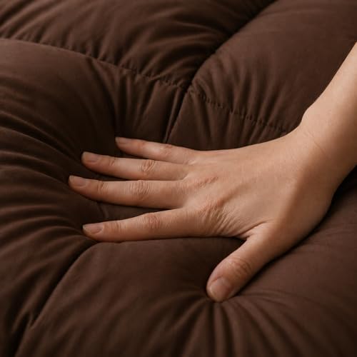 Image of Luxury Hotel Collection Cotton Comforter | All-Season Lightweight Quilt for Hot Sleepers | Plush, Breathable & Box-Stitched (King) Chocolate