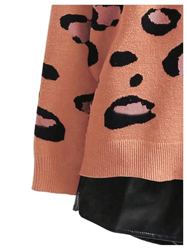 Image of WDIRARA Women's Leopard Tiger Print Cardigan V Neck Long Sleeve Color Block Button Down Sweater Outwear