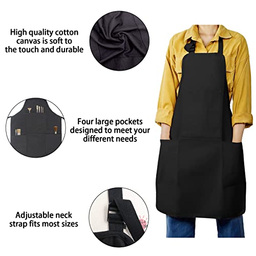 Freenfond Kids Apron Adjustable Child Apron With 4 Pockets For Baking Painting Black #TOP2