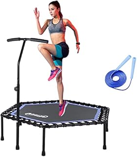Newan 48'' Fitness Trampoline with Adjustable Handle Bar, Silent Trampoline Bungee Rebounder Jumping Cardio Trainer Workout for Adults - Max Limit 330 lbs