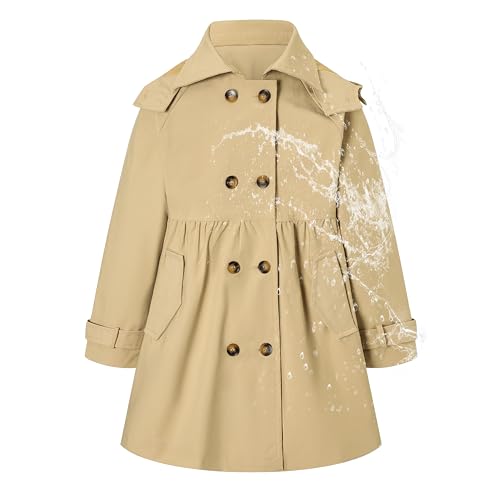 Girl's Trench Coat Hooded Waterproof rain jacket Outerwear 6-14 Years
