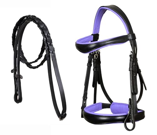 CHALLENGER Cob English All-Purpose Pleasure Black Padded Leather Bridle Reins 803HI06PR-C