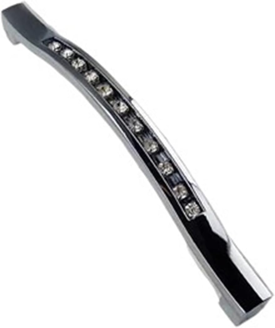 Modern Chrome Crystal Glass Diamond Furniture Handle Drawer Wardrobe Kitchen Cabinets Cupboard Sliding Door Dresser Handles 2Pcs(128mm)