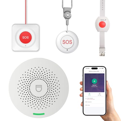 RenseCum Notrufknopf für Senioren mit WLAN – Nutzung ohne ABO, IP55 wasserdicht, Hausnotruf für Zuhause & Angehörige, interner Hausnotruf mit App-Benachrichtigung, einstellbare Lautstärke (4er-Set)