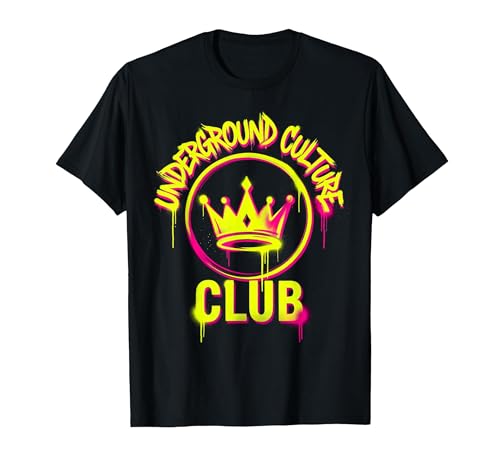 Underground Culture Club Streetwear Graphic Design T-Shirt, Men, Black, Large