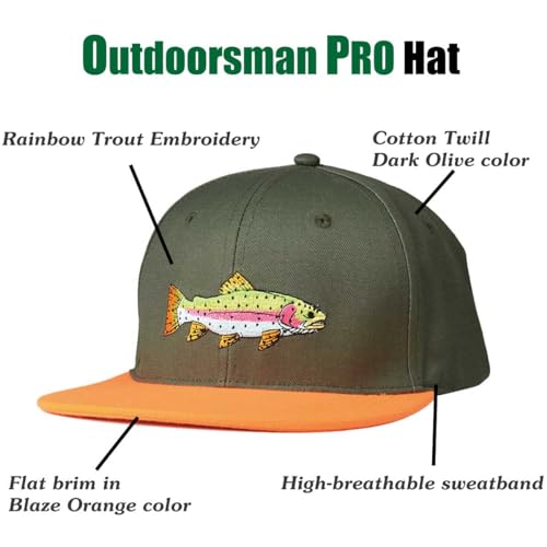 Image of EDTREK Performance Outdoorsman Snapback Truck Hat with Flat Brim - Unique Animal Embroidery