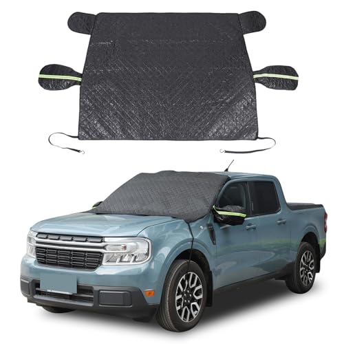 Image of Windshield Snow Cover Fit for Ford Ranger Maverick 2022-2024, Front Windshield Cover for Ice and Snow, Extra Thick Windshield Ice Cover Protect from Rain, Sun, Frost (Black)
