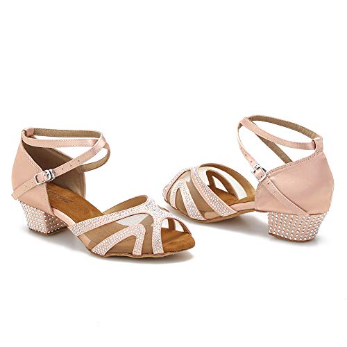 Image of TTdancewear Rhinestones Ballroom Dance Shoes Women Latin Salsa Bachata Performance Dance Shoes Suede Sole