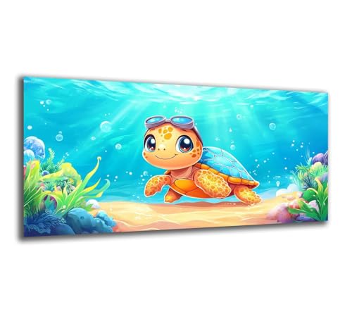 Pintar Por Numeros Adultos Dibujos Animados Gran Pintura Kit Manualidades Niños 160X80cm DIY Pintura por Números, Manualidades Adultos Tortugas Marinas con Pinceles y Pigmento Decoración Regalo z506