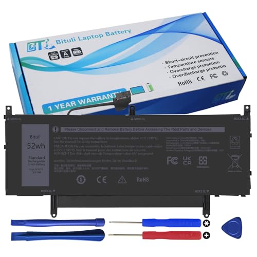 Bituli N7HT0 Laptop Battery Compatible with Dell Latitude 9510 2-in-1 Series Notebook 08NFC7 N2NLL N7HTO 0PKW00 TVKGH 089GNG 0HYMNG 7.6V 52Wh/6500mAh
