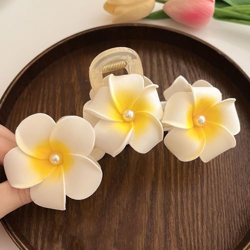 Pinzas de cabello flores hawaianas con perlas grandes miniatura 4