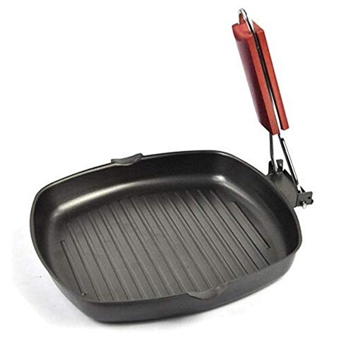 Frying pan Non-Stick Frying Pan Saucepan with Folding Handle Beef Grill Pans Carbon Steel Pancake Skillet Pan Gas Cooker Kitchen Cookware Frying Pan (Size : 28cm) ()