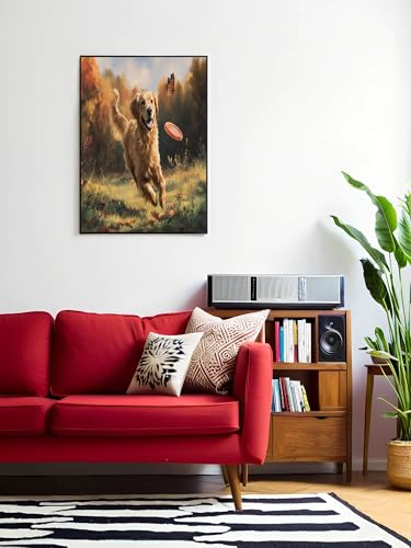 Decoración de pared de salón con póster de Golden Retriever otoñal grande 4
