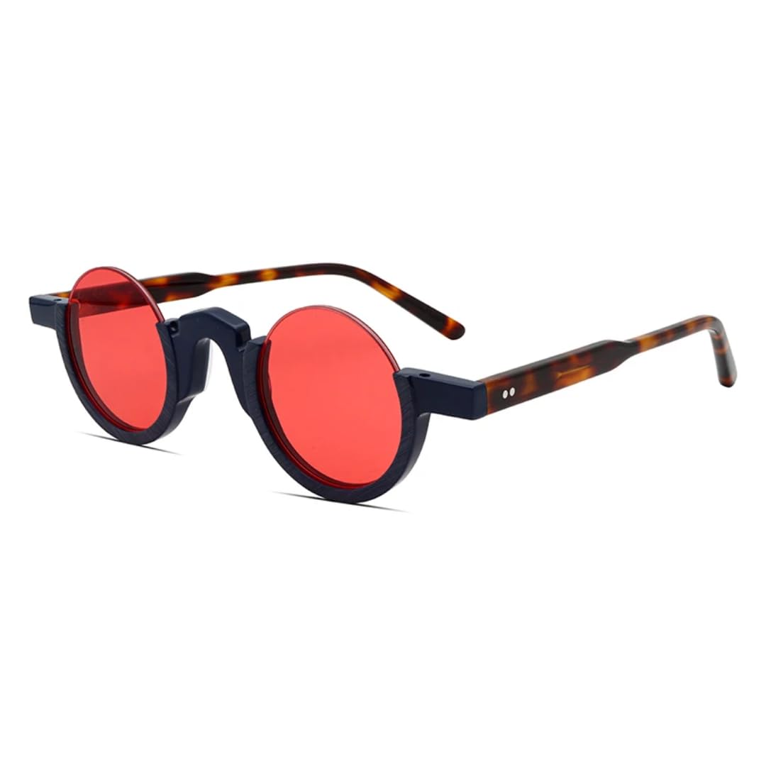 Occhiali da sole rotondi alla moda con mezza montatura per uomini e donne in acetato retrò con cerniera in metallo