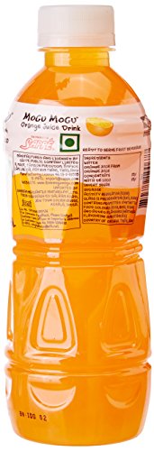 Image of Mogu Mogu Orange Juice with Nata de Coco Jelly 320ml (Pack of 18), Refreshing Tropical Thai-Made Sip & Chew Beverage