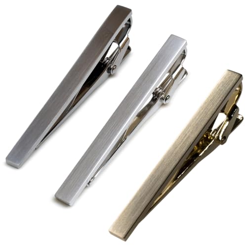 [タバラット] ネクタイピン タイピン メンズ 日本製 真鍮 サテーナ加工 ワニロ式 (3本セット)の商品画像（Amazon）